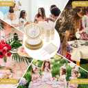 Ziliny 350 Pcs Ivory and Gold Foil Plates and Napkins, 50 Guest Spring Party Supplies Include Gold Foil Scalloped Paper Plates Napkins Cups Plastic Spoons Forks Knives for Birthday Baby Shower