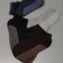 Geyoga 5 Pairs Non Slip Socks for Men Women Grip Socks with Cushion Unisex for Yoga Pilates Barre Home Workout