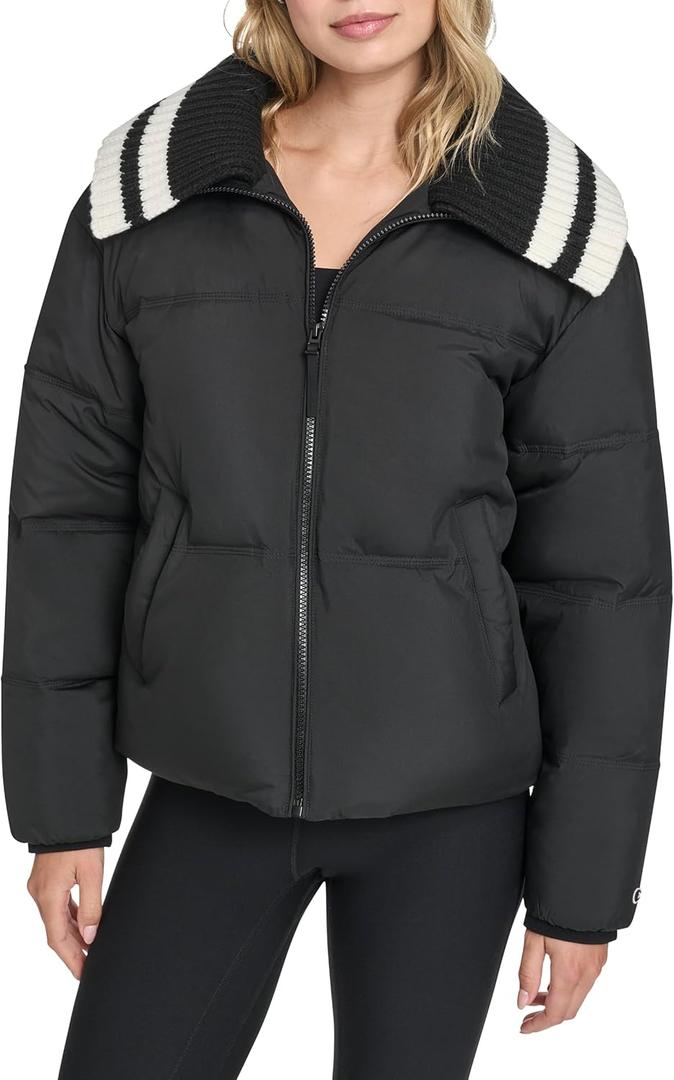 Champion womens Quilted Shawl Collar Puffer Jacket (Small, Black)