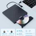 ORIGBELIE External CD DVD Drive for Laptop, USB 3.0 Type-C Ultra Slim 13mm DVD Player Portable CD DVD +/-RW Drive CD Burner Reader Writer Recorder for Desktop PC Windows 11/10/8/7 Linux Mac OS (Black)