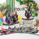 Sosation 24 Pack Dinosaur Party Hats Dino Birthday Hats Paper Realistic Dinosaur Headbands Crown Party Favors for Dino Jungle Animal Decorations Cosplay Photo Booth Props