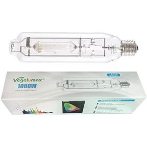 Vegelumax MH 1000W Metal Halide Single Ended HID Grow Light Bulb Lamp High PAR Enhanced Blue and Violet Spectrums for Hydroponic Horticulture Vegetative Growth,CCT 6000K,92,000Lumens,E39 Base, Pack Of 2