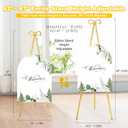 Interchangeable Bow & Star Top Gold Easel Stand for Sign, 62"-47" Height Adjustable Heavy Duty Wedding Easel Stand with 3 Display Modes Perfect for Welcome Signs, Christmas Decor, Parties & Events