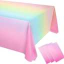 mwellewm 3 Pcs Rainbow Tablecloths Rectangular Plastic Table Cloth Disposable Pastel Table Cloths for Parties Decorations Party Supplies Table Cover for Birthday Baby Shower Wedding Princess 54x108in
