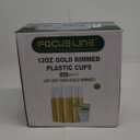 FOCUSLINE 200 Pack 12 oz Gold Rimmed Plastic Cups, Clear Plastic Cups Tumblers, Heavy-duty & Fancy Disposable Hard Cup 12 Ounce with Gold Rim for Wedding Cup Elegant Party Cups (Gold Rimmed Cups)