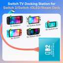 Auarte Switch 2 Dock for Nintendo Switch 2(2025) or 1/OLED/Steam Deck,Portable TV Docking Station,Travel Adapter,USB-C to HDMI Output Supports 4K/1080P