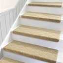 DEXDE Stair Treads for Wooden Steps Bullnose Carpet Indoor, 14 Pc Beige