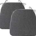 Battilo Chair Cushions for Dining Chairs with Ties, Waterproof Kitchen Chair Pad with Non-Slip Backing, Seat Cushions with Machine Washable Removable Cover, 16"x16"x2", Set of 2, Dark Grey