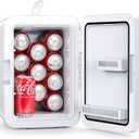 Compact Mini Fridge, 15 Can Portable Small Refrigerator with AC/DC Adapters, 10 Liter / 2.6 Gal Small Cosmetics Cooler for Beverage, Food, Skincare, Bedroom, Dorm, Office and Car, White
