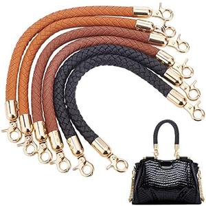 PH PandHall 6pcs Braided Purse Straps, 2Colors 12.4 Inch PU Leather Handbag Handles Short Handbag Strap Replacement Handles with Golden Lobster Clasp for DIY Bag Handbag Tote