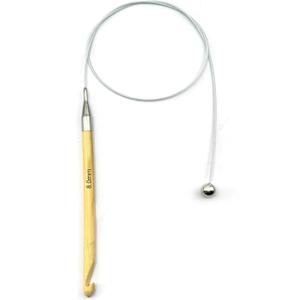 Weabetfu Bamboo Tunisian Crochet Hook with Steel Cable,32-Inch Length Afghan Crochet Hooks Needles for Handmade Creative DIY and Carpet Rug Blanket Weaving Knitting Needles,8mm