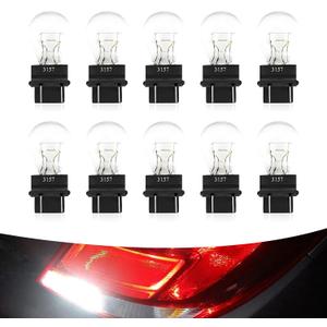 10 PCS Automotive Brake Light Bulb, 3157 12V 21/5W Vehicle Turn Signal Light, Lighting Bulbs Accessory, Universal for Most Cars (White)