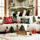 Christmas Tree Pillow Covers 12x20 Decorative Christmas Beige Throw Pillow Cases Winter Holiday Couch Cushion Case for Sofa Bed Room Home Decor