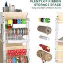 Wrapping Paper Storage & Organizer, Craft Cart with Ribbon & Gift Bag Storage, Wrapping Paper Organizer Holder(3 Wooden Drawers- Oak)
