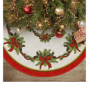AVOIN colorlife Christmas Tree Skirt 48 Inch, Christmas Ribbon Holly Winter Holiday Tree Mat Decoration