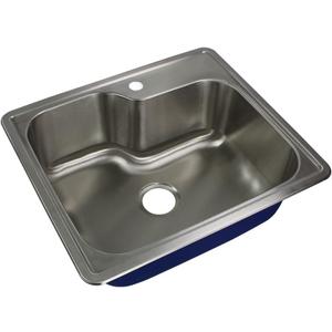 Transolid MTSO25229-1 Meridian 1-Hole Drop-in Single Bowl 16-Gauge Stainless Steel Kitchen Sink, 25-in x 22-in x 9-in, Brushed Finish