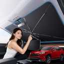 Zanch 2025 Upgraded Car Windshield Sun Shade [Cool Down by 75 ] with Heat Insulation Coating, Foldable Sunshade Umbrella Flexible Handle & Ribs, Medium (57''x32'') for Car, SUV, Truck, Van