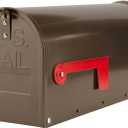 Brown Mailboxe for Outside, RAINHOL Post Mount Mailbox, Galvanized Steel Medium Capacity Mail Boxes, 19 x 8.7 x 6.7 Inches
