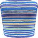 GORGLITTER Women's Strapless Stripe Knit Tube Tops Bandeau Boho Summer Backless Sleeveless Colorful Going Out Crop Top (Blue), Size XS