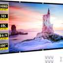 Outdoor Projector Screen 100 inch Movie: Portable Projection Screens 4K HD Foldable Indoor Hanging Wall Anti-Crease Home Theater