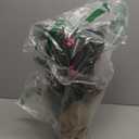 Tabletop Christmas Pine Tree with Burlap Base, 16 Inch Miniature Xmas Tree with Red Berries and Pine Cone