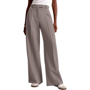 NIMIN Women Wide Leg Pants High Waisted Dressy Work Trousers Business Slacks Casual Pants with Pockets Mocha Brown, Small