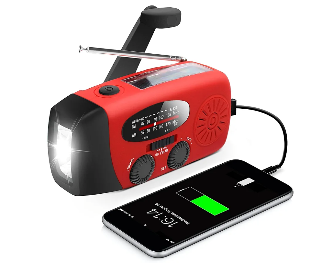 Emergency Hand Crank Radio with LED Flashlight for Emergency, AM/FM NOAA Portable Weather Radio with 2000mAh Power Bank Phone Charger, USB Charged & Solar Power for Camping, Emergency