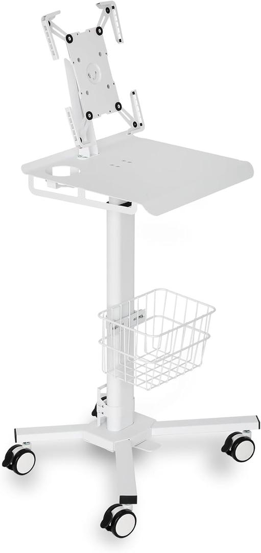 Ipad Cart with Wheels for 9.7"-14" iPad and Tablet, Mobile Tablet Cart with Pneumatic Lifting(31.5" - 47.25"), Ideal for Home, Lobby, Office, Restaurant and Salon, Cold-Rolled Steel, Cable Hidden