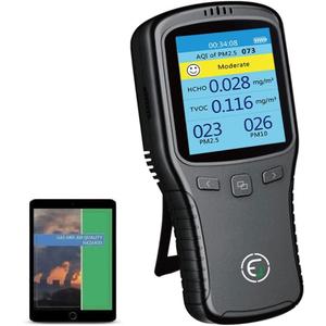 EG Air Quality Monitor, Formaldehyde Detector, Pollution Meter, Sensor, Tester; Detect & Test Indoor Pollution, TVOC Volatile Organic Compound Gas, PM2.5 2.5 Micron Particulate Matter Dust; eBook