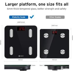 Etekcity Smart Scale for Body Weight, Digital Bathroom Weighing Machine Fat Percentage BMI Muscle, Accurate Composition Analyzer People, Bluetooth Electronic Measurement Tool, 400lb (Black-Deep)