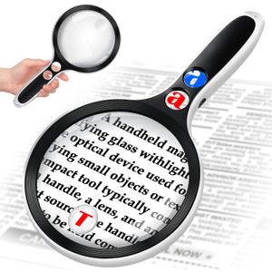 Large Magnifying Glass with Lights,10X 25X 45X 60X Handheld Lighted Magnifier, 5in Page Magnifier LED Lights, Magnifying Glass for Reading Small Prints & Low Vision Seniors with Aging Eyes Large Magnifying Glass with Lights,10X 25X 45X 60X Handheld Lighted Magnifier, 5in Page Magnifier LED Lights, Magnifying Glass for Reading Small Prints & Low Vision Seniors with Aging Eyes