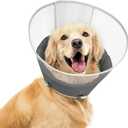 Supet Upgraded Dog Cone with Soft Liner, 20% Lighter Plastic Elizabeth Collar After Surgery to Stop Licking, for Spay Neuter Skin Problems Recovery, for Small Medium Active Large Dogs(Matte Black,XL)