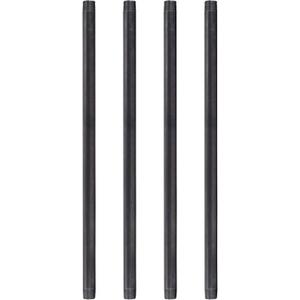 PIPE DECOR 3/4” x 24” Black Steel Plumbing Pipe, Pre Cut, Industrial Steel Grey Fits Standard 3/4 Inch Threaded Black Malleable Iron Fittings, Build Vintage DIY Furniture, 4 Pack