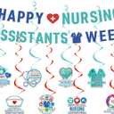 EUOYUFO CNA Week Party Decorations Include Glitter Happy Nursing Assistants Week Banners Hanging Swirls National Caregivers Day Appreciation Theme Decor Supplies