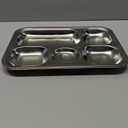 Stainless Steel Divided Plates,2 Pack Stainless Steel Rectangular Divided Plates Tray, 5 Sections Dinner Plates for Adults,Picky Eaters, Campers, and Portion Control (2, 5 divided)