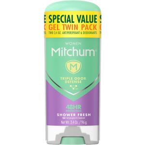 Mitchum Women's Deodorant, Antiperspirant Stick, Triple Odor Defense Gel, 48 Hr Protection, Shower Fresh, 3.4 Oz (Pack of 2) (3.4 Ounce (Pack of 2))