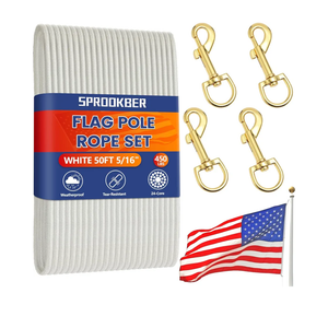 sprookber 50Ft Flagpole Rope Kit, 5/16" Nylon Halyard with 4 Zinc Alloy Swivel Snap Hook, Heavy Duty and Weather Resistant Replacement FlagPole Accessories for Outdoor Flagpole and Other Utility Use