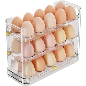 Reversible Egg Holder for Refrigerator and Countertop - Clear 30-Egg Storage Tray (Transparent)