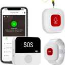 PILSAMAS WiFi Caregiver Page Wireless Call Button System - 1 Lanyard + 1 Wristband Emergency Button, No Monthly Fee, APP Alert, Custom Name/Tones, Fall Alert Devices for Elderly at Home, Nursing Care
