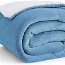 Bedsure GentleSoft Sherpa Fleece Throw Blanket for Couch, Non-Heated, Thick and Warm Throw for Women and Men, Soft Fuzzy Plush Blanket for Winter, Washed Blue, 50x60 Inches