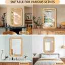 Rattan Rectangular Mirror 24x36, Boho Decorative Wall Mirror for Bathroom, Farmhouse Vanity Mirror for Nursery, Bedroom, Living Room Decor, Nursery & Children's Room