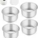 TeamFar 4 Inch Cake Pans, Stainless Steel 4 PCS Small Round Cake Pan Set for Baking Roasting, Non-Toxic & Sturdy, Non-Stick & Heat-Resistant, Dishwasher Safe