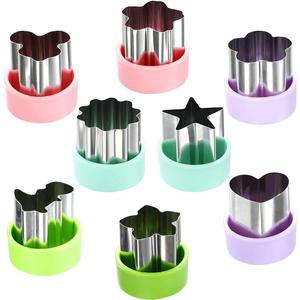 Vegetable Cutter Shapes Set (8 Pack)  1.5" Stainless Steel Mini Cookie & Fruit Cutters for Kids, Bento Lunch, Sandwich, Fondant, Cheese, Baking & Food Prep