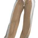 PINSV Women's Wide Leg Sweatpants Baggy Lounge Pants Active Joggers Striped Track Pants