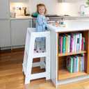 Stepup Baby Toddler Step Stool - Adjustable Height Kids Helper Step Stool, Durable, Non-Slip Platform for Bathroom Sink & Kitchen Counter, Toddler Tower for Exploration and Growth, White