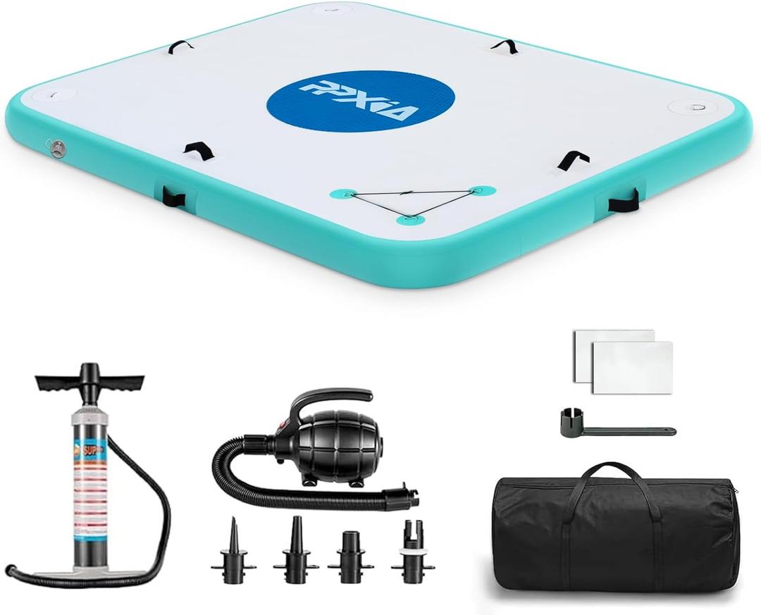 Inflatable Dock- Floating Docks for Lakes 10ft 6ft 8ft 5ft, Inflatable Water Mat Island Float Blow Up Platform for River, Pool, Ocean (Green 8x5ft)