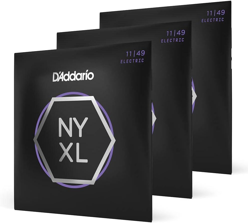 D'Addario Electric Guitar Strings, NYXL Nickel Plated, NYXL1149-3P, Medium Gauge 11-49, 6-String Set, Pack of 3