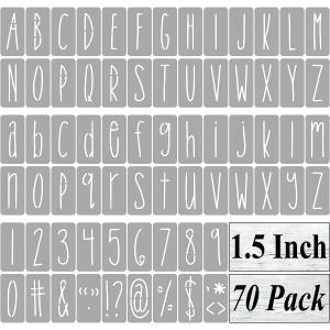 1.5 Inch Alphabet Letter Stencils for Painting - 70 Pack Letter and Number Stencil Templates with Signs for Painting on Wood, Reusable Skinny Letters Stencils for Chalkboard Wood Signs & Wall Art