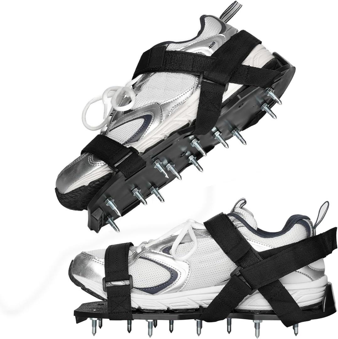 Spike Shoes for Epoxy Flooring Epoxy Shoes with 3/4" Short Spikes for Garage Floor Epoxy, Epoxy Floor kit Tool, 1 Pair (Black)