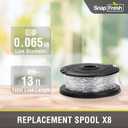 SnapFresh 8 Packs Weed Eater String, 13 Ft 0.065" Trimmer Line Replacement Spools, Automative Feed String Trimmer Line, Only for Snapfresh String Trimmer BBT-ZE2OST